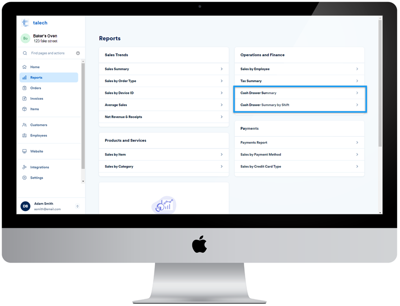 Cash Drawer Summary Reports