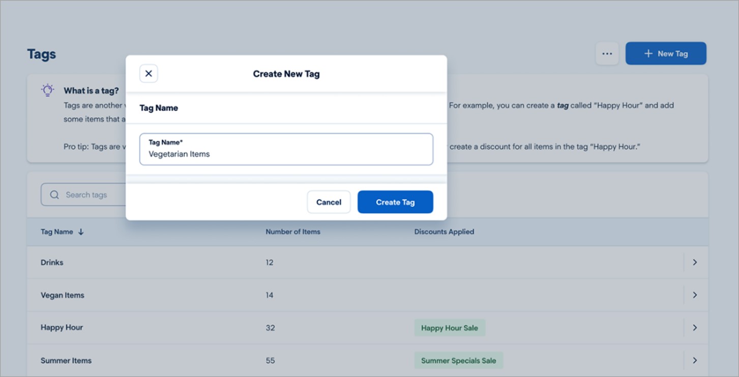 Tags - Create, View and Manage