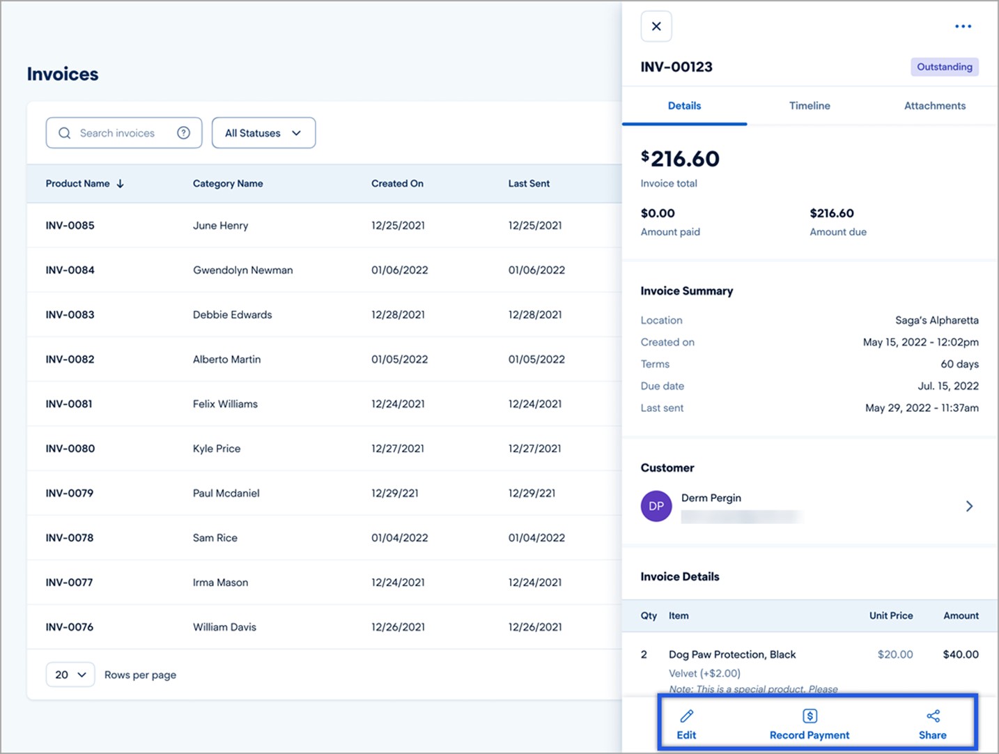 Invoices: Review, Duplicate, Share and Complete