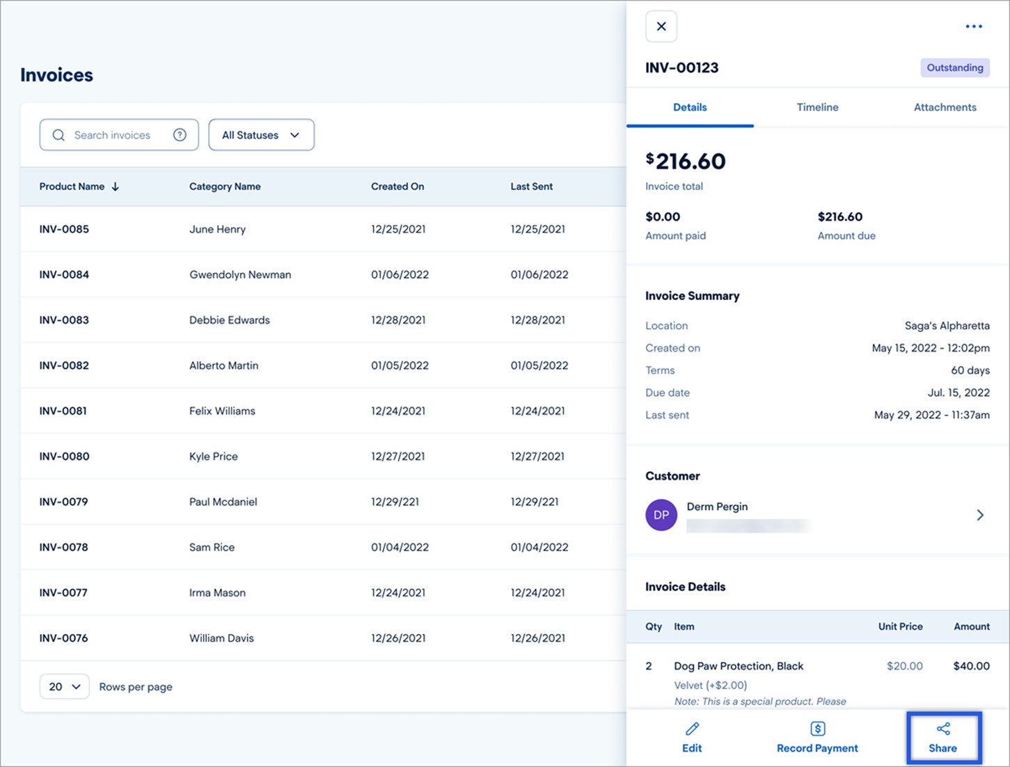 Invoices: Review, Duplicate, Share and Complete