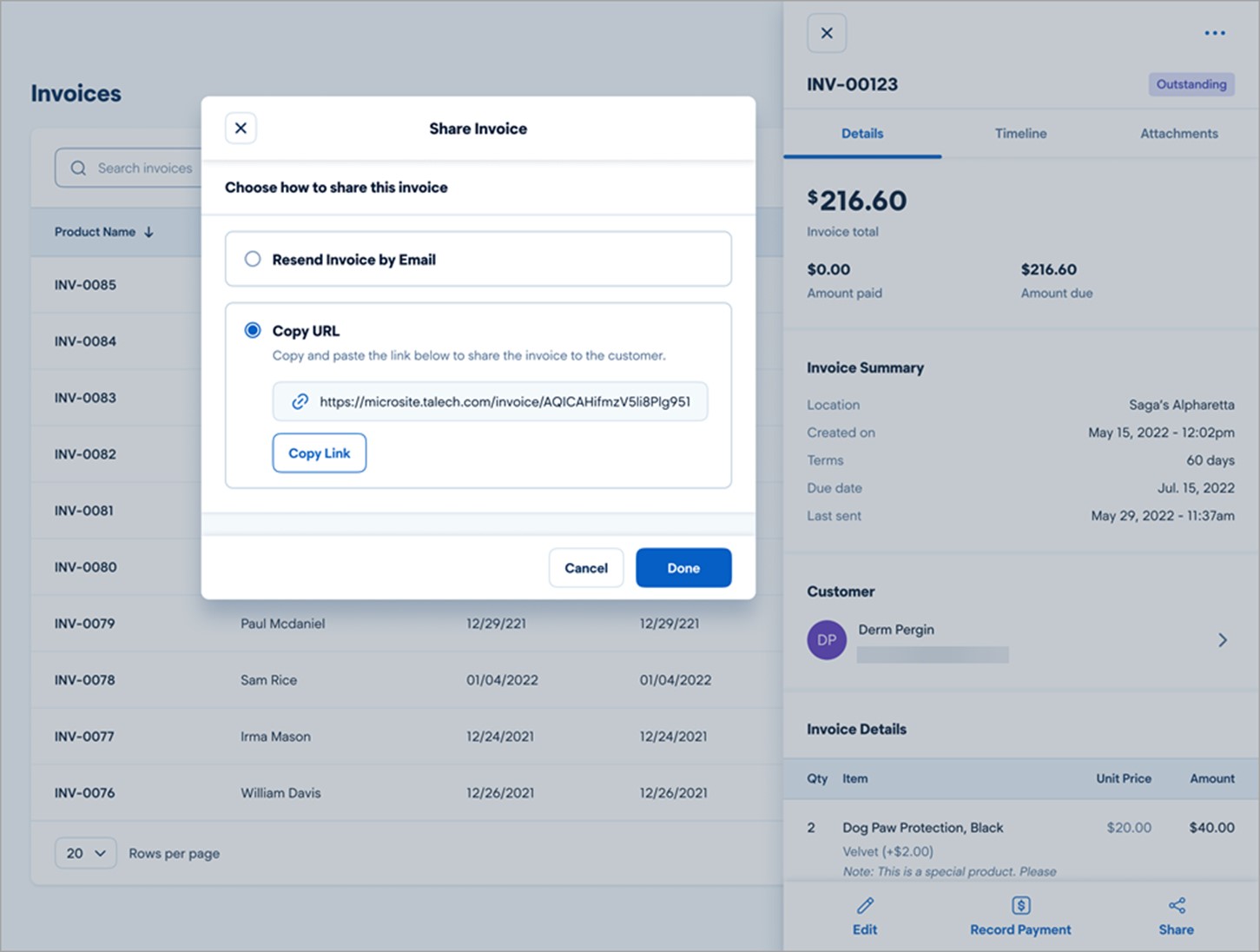 Invoices: Review, Duplicate, Share and Complete