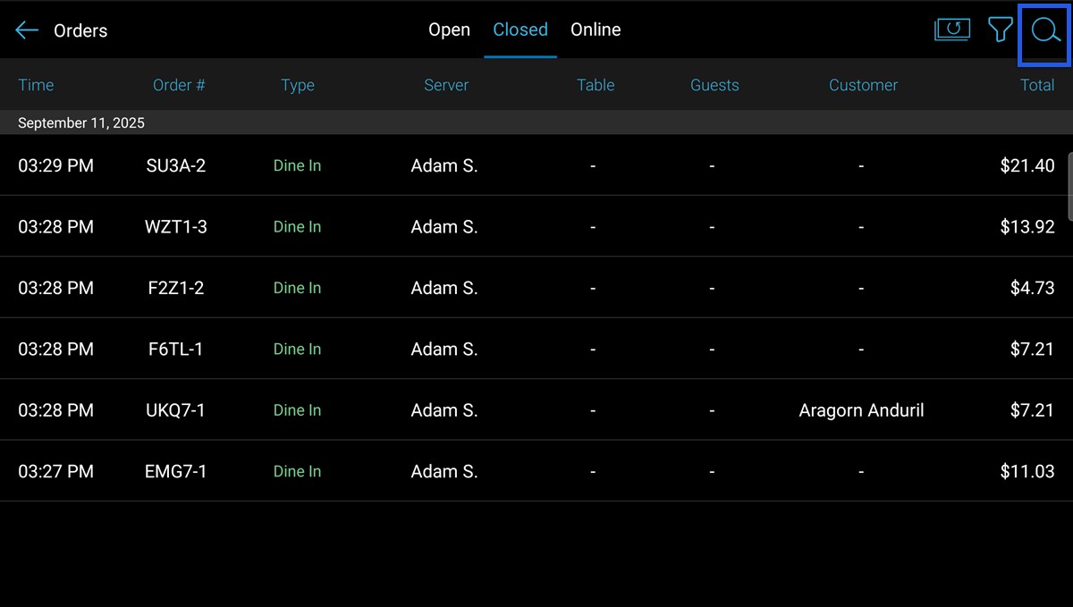 Manage Orders