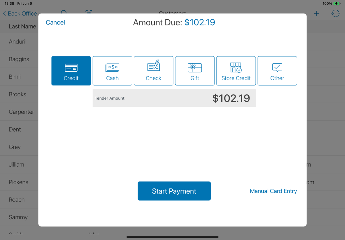 charge screen on register