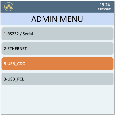Admin menu.