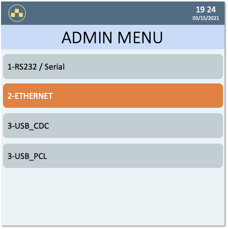 Admin menu.