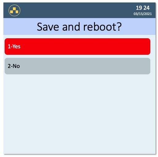 Save and reboot screen.