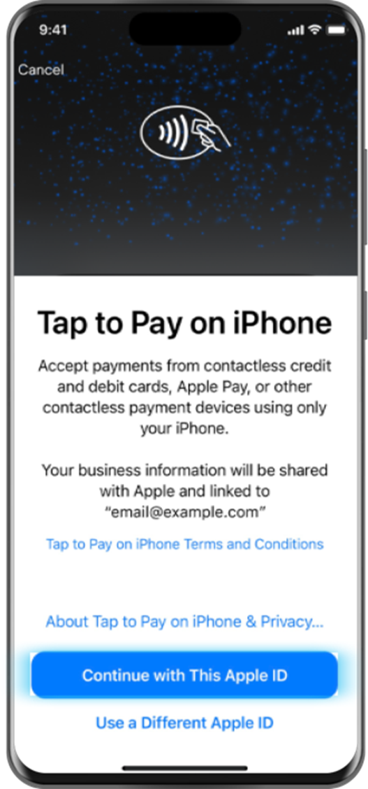 Mobile phone showing Apple ID login options.