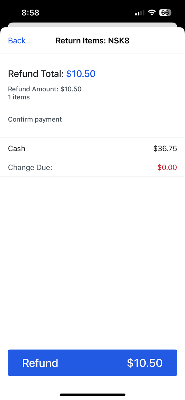 Order details.