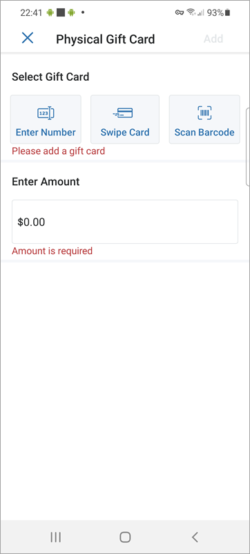 The Physical Gift Card options