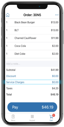Service Charges link in cart