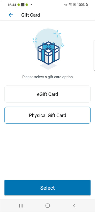 register with gift card product highlighted.