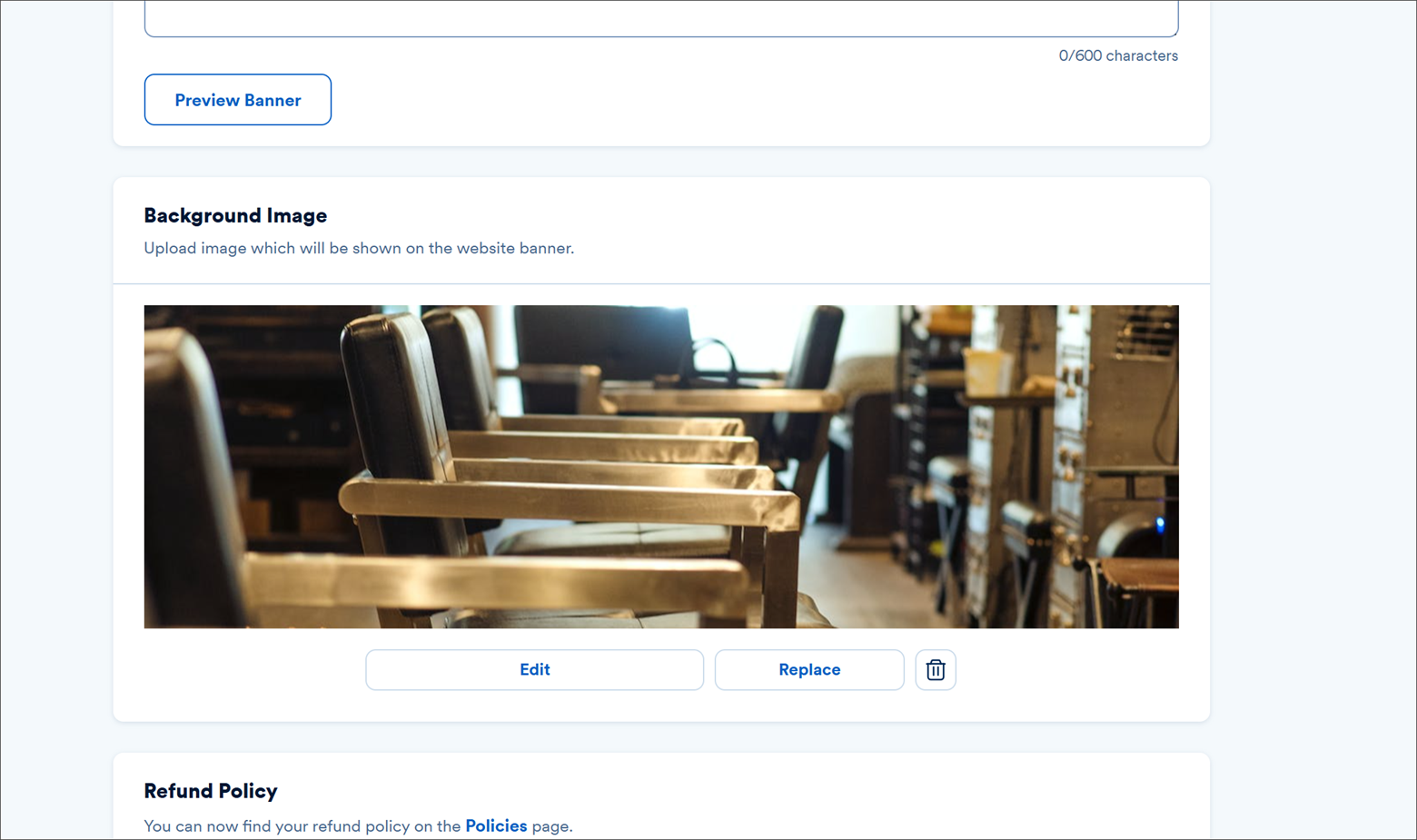 website banner image settings