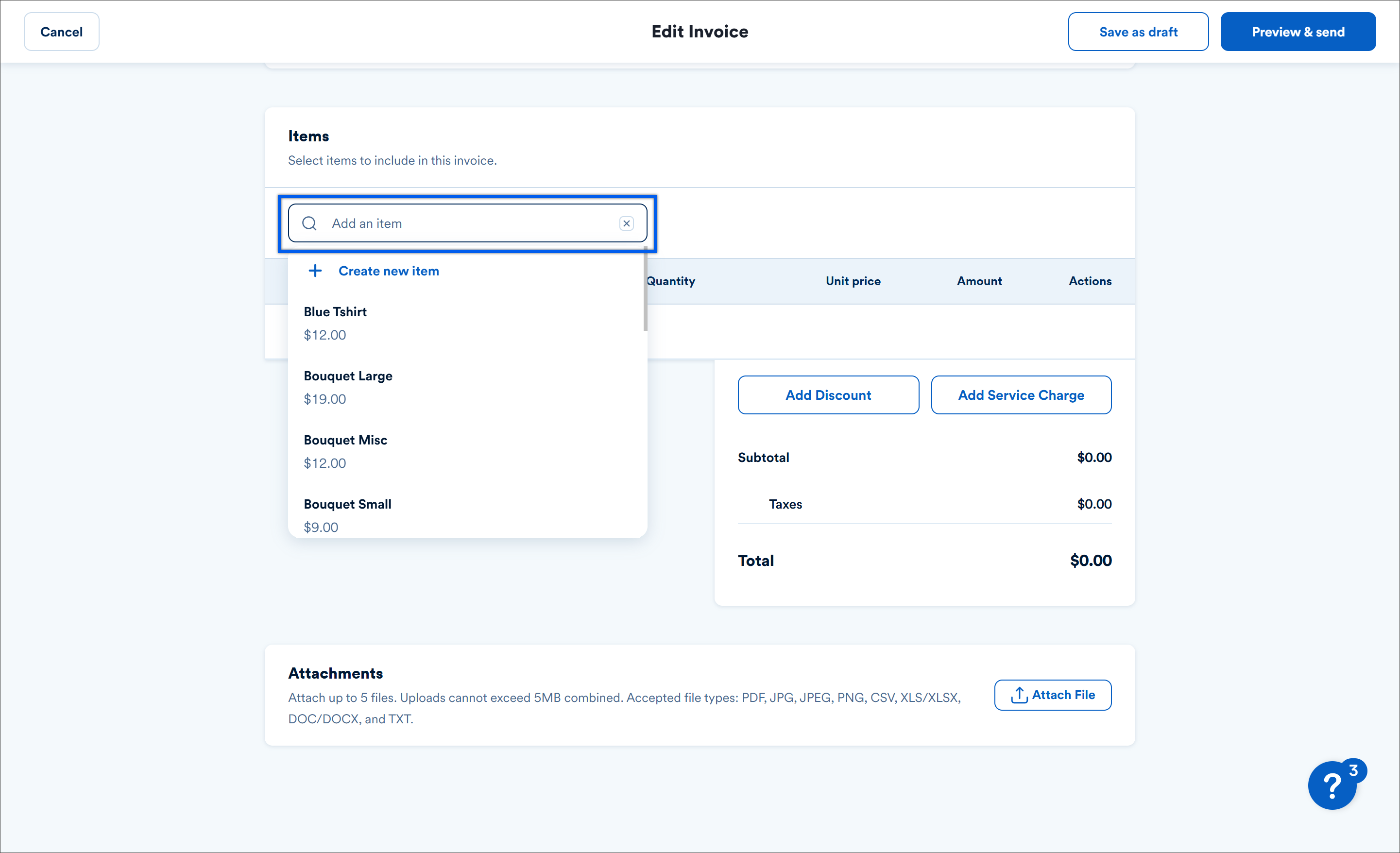 How to Set Up and Create Invoices from the Dashboard on Web